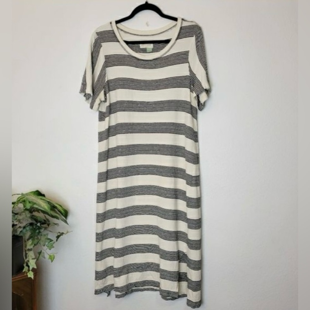 Saturday Sunday by Anthropology cream and black stripped, short sleeve dress